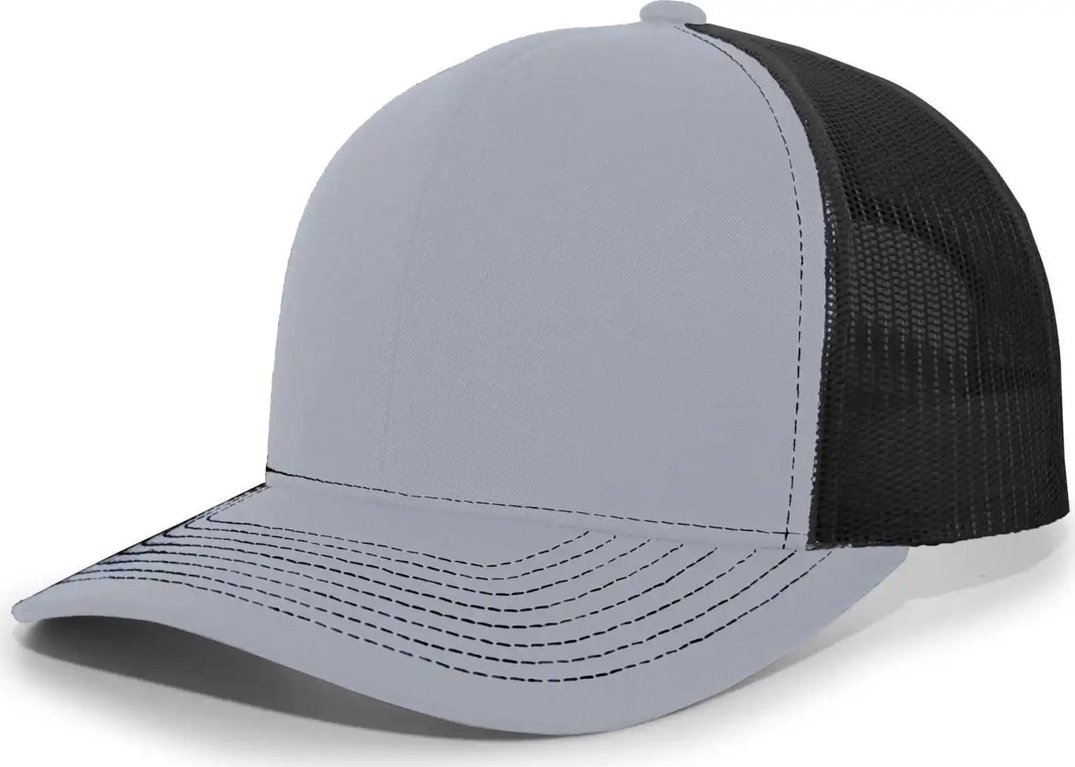 Pacific Headwear 104s Contrast Stitch Snapback Trucker Cap - Heather Grey Black Gr - Gray White / 7’’ - 7 7/8’’