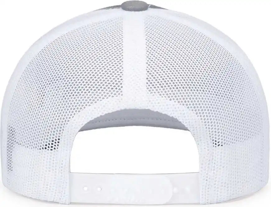 Pacific Headwear 104s Contrast Stitch Snapback Trucker Cap - Heather Grey White Gr - Gray / 7’’ - 7 7/8’’