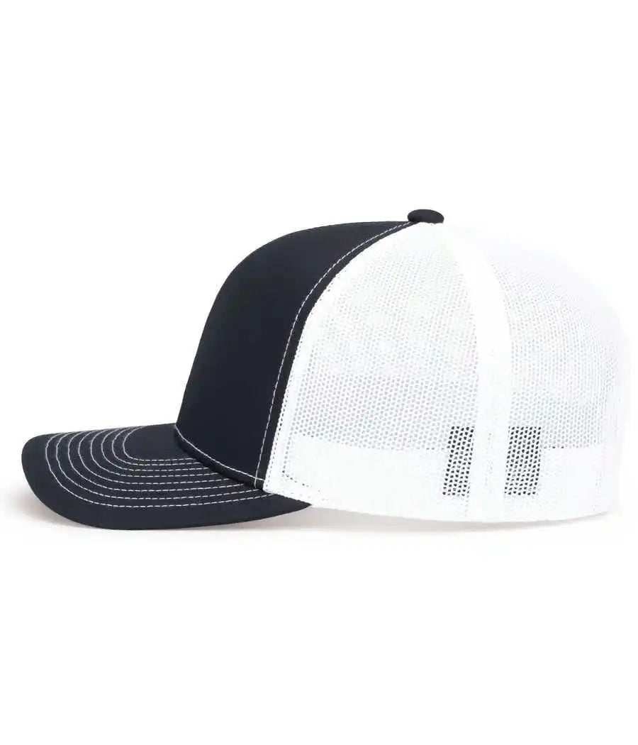 Pacific Headwear 104s Contrast Stitch Snapback Trucker Cap - Navy White - 7’’ - 7 7/8’’