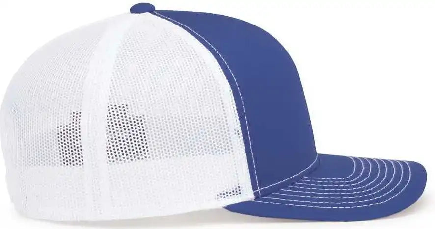 Pacific Headwear 104s Contrast Stitch Snapback Trucker Cap - Royal White - 7’’ - 7 7/8’’