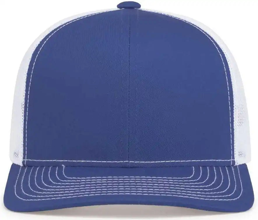 Pacific Headwear 104s Contrast Stitch Snapback Trucker Cap - Royal White - 7’’ - 7 7/8’’