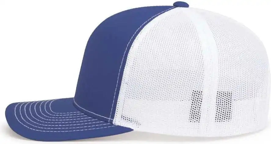 Pacific Headwear 104s Contrast Stitch Snapback Trucker Cap - Royal White - 7’’ - 7 7/8’’