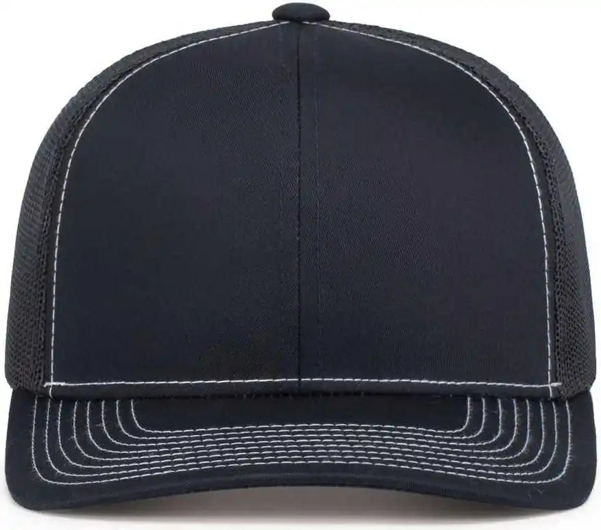 Pacific Headwear 104s Contrast Stitch Trucker Snapback - Navy White - 7’’ 7 7/8’’