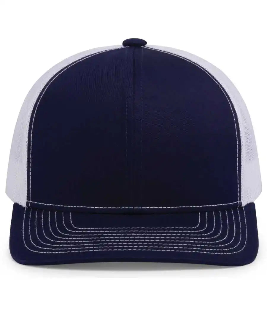 Pacific Headwear 104s Contrast Stitch Trucker Snapback - True Navy White - 7’’ - 7 7/8’’