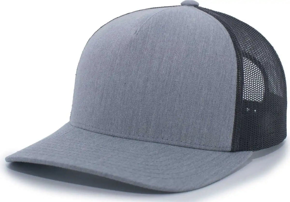 Pacific Headwear 105c 5-panel Trucker Snapback Cap - Heather Grey Lt Charcoal - Gray Dark / 7’’ - 7 7/8’’