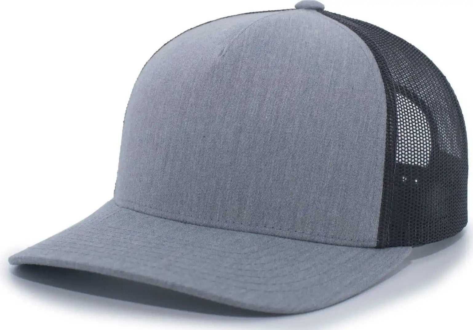Pacific Headwear 105c 5-panel Trucker Snapback Cap - Heather Grey Lt Charcoal - Gray Dark / 7’’ - 7 7/8’’
