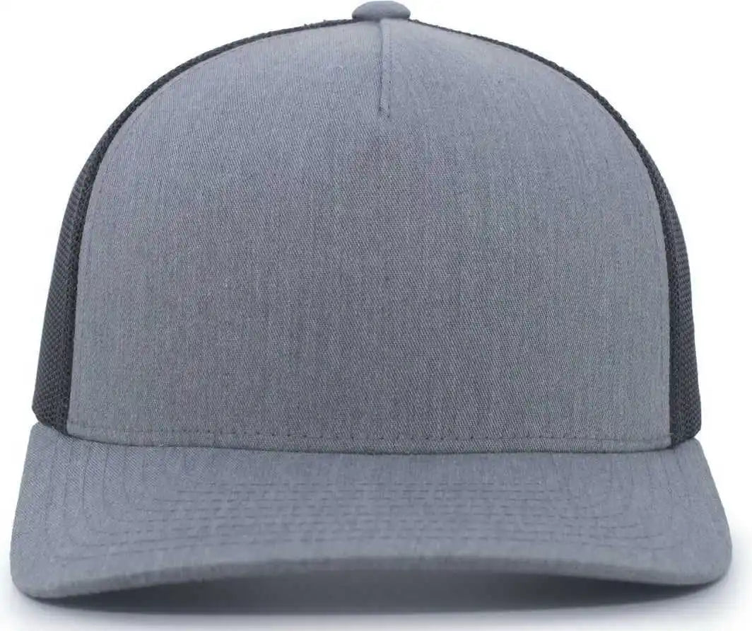 Pacific Headwear 105c 5-panel Trucker Snapback Cap - Heather Grey Lt Charcoal - Gray Dark / 7’’ - 7 7/8’’