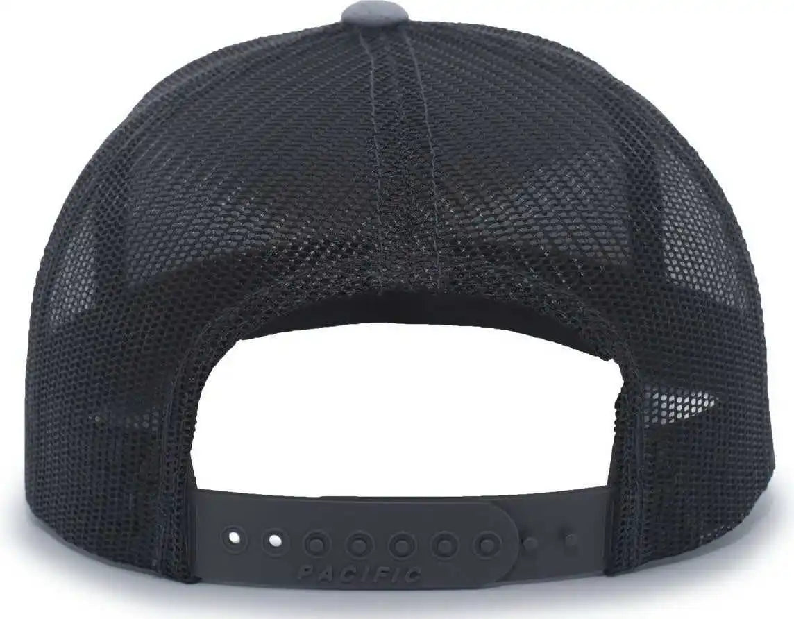 Pacific Headwear 105c 5-panel Trucker Snapback Cap - Heather Grey Lt Charcoal - Gray Dark / 7’’ - 7 7/8’’