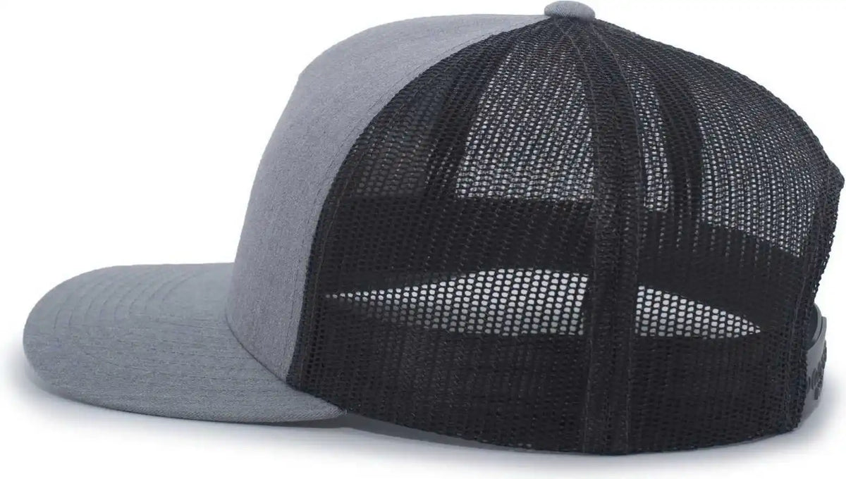 Pacific Headwear 105c 5-panel Trucker Snapback Cap - Heather Grey Lt Charcoal - Gray Dark / 7’’ - 7 7/8’’