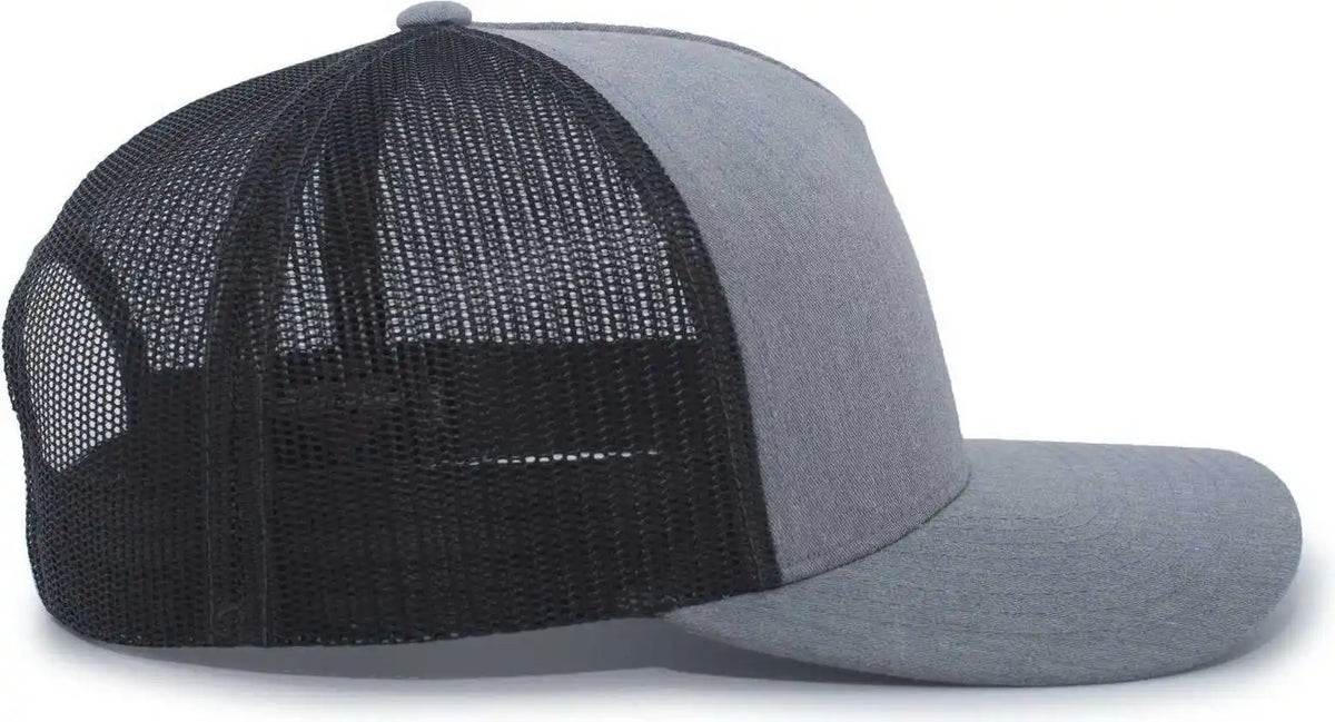 Pacific Headwear 105c 5-panel Trucker Snapback Cap - Heather Grey Lt Charcoal - Gray Dark / 7’’ - 7 7/8’’
