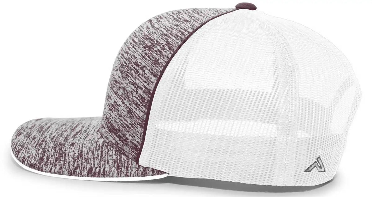 Pacific Headwear 106c Aggressive Heather Trucker Snapback Cap - Maroon White - 7’’ - 7 7/8’’