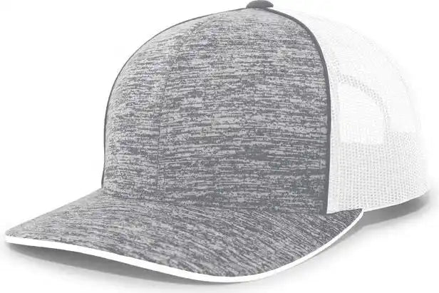 Pacific Headwear 106c Aggressive Heather Trucker Snapback Cap - Graphite White - Dark Gray / 7’’ - 7 7/8’’