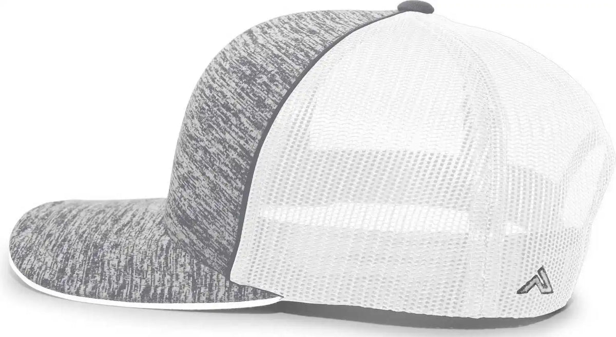Pacific Headwear 106c Aggressive Heather Trucker Snapback Cap - Graphite White - Dark Gray / 7’’ - 7 7/8’’
