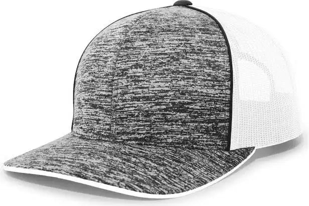 Pacific Headwear 106c Aggressive Heather Trucker Snapback Cap - Blackheather White - Black / 7’’ - 7 7/8’’