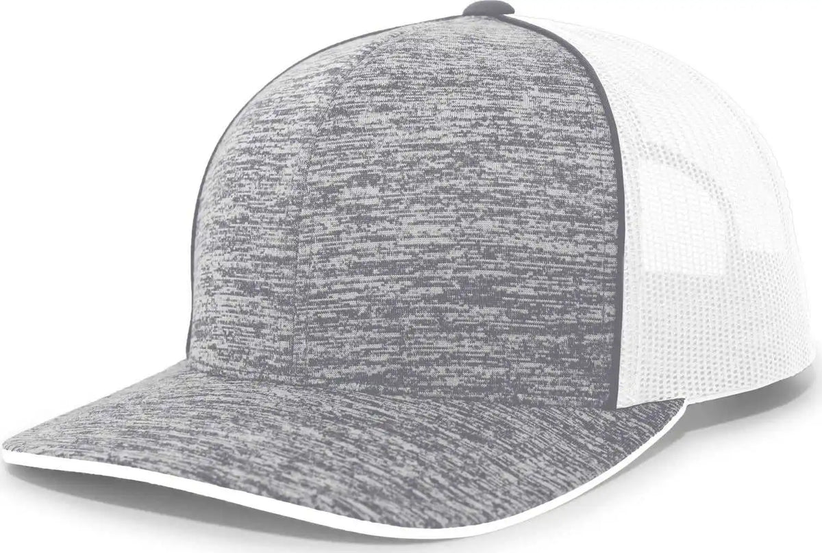 Pacific Headwear 106c Aggressive Heather Trucker Snapback Cap - Graphite White - Dark Gray / 7’’ - 7 7/8’’