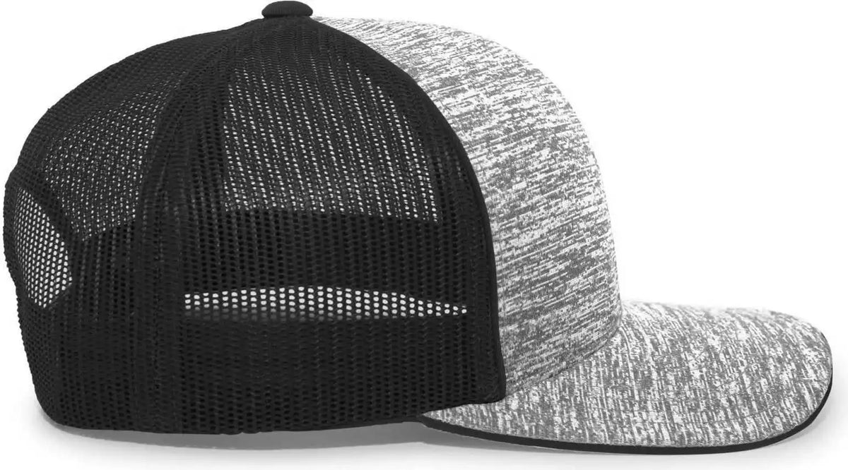 Pacific Headwear 106c Aggressive Heather Trucker Snapback Cap - Graphite Lite Charcoal - Gray Dark / 7’’ - 7 7/8’’