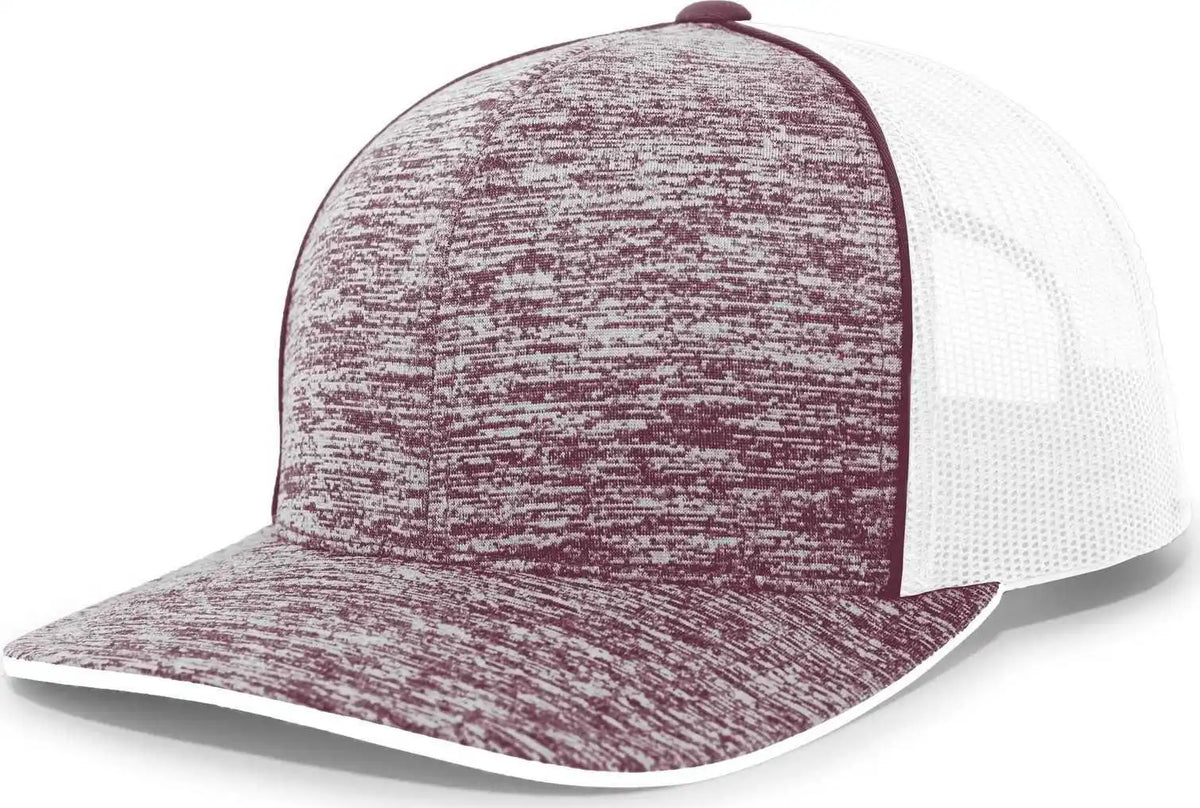 Pacific Headwear 106c Aggressive Heather Trucker Snapback Cap - Maroon White - 7’’ - 7 7/8’’