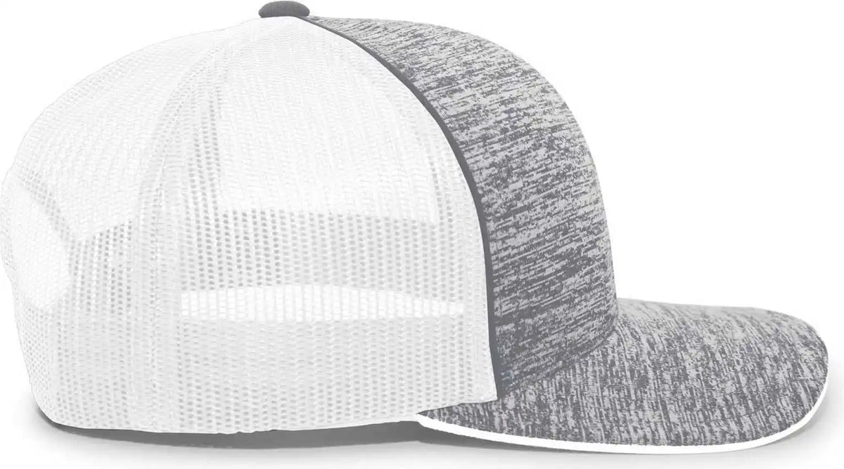 Pacific Headwear 106c Aggressive Heather Trucker Snapback Cap - Graphite White - Dark Gray / 7’’ - 7 7/8’’