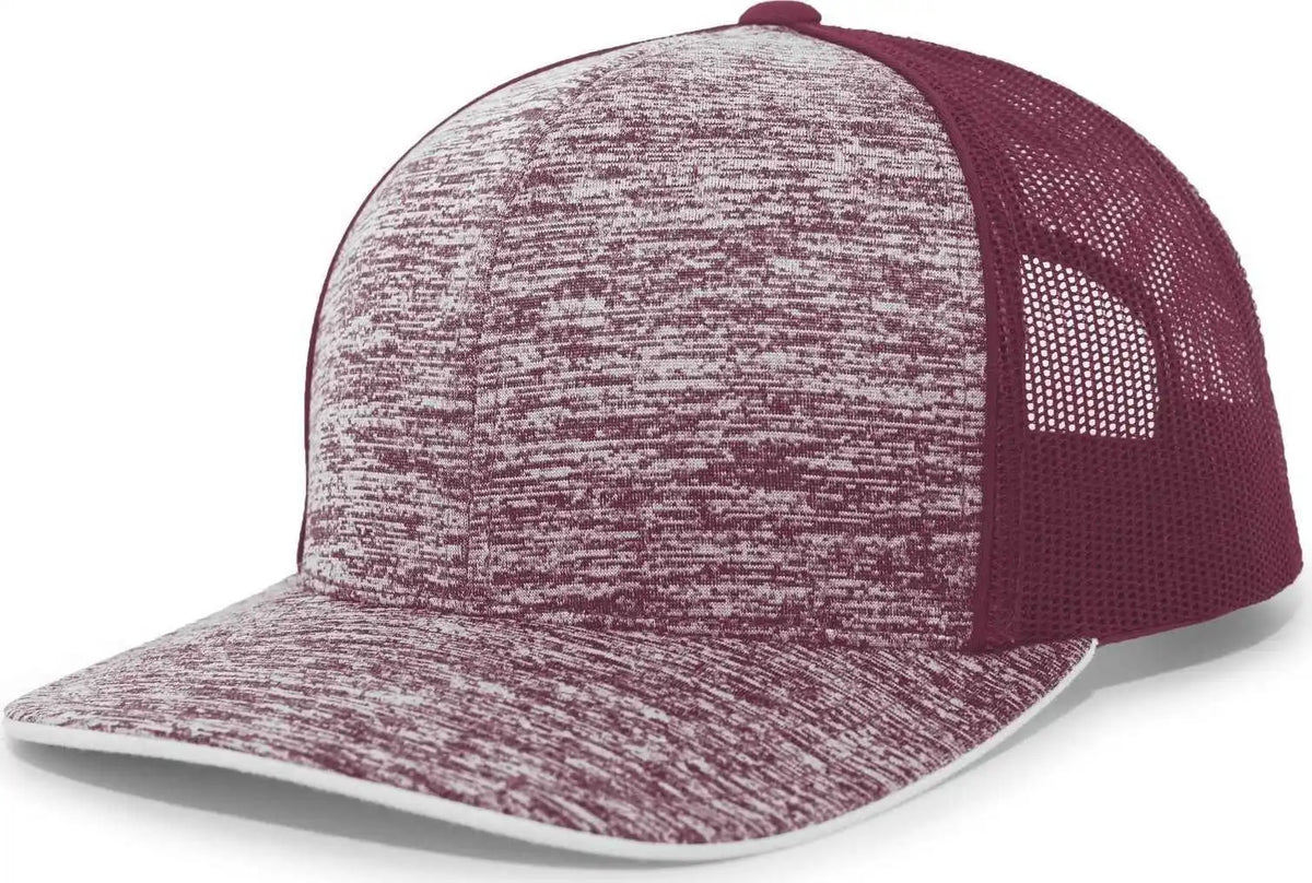 Pacific Headwear 106c Aggressive Heather Trucker Snapback Cap - Maroon - 7’’ - 7 7/8’’