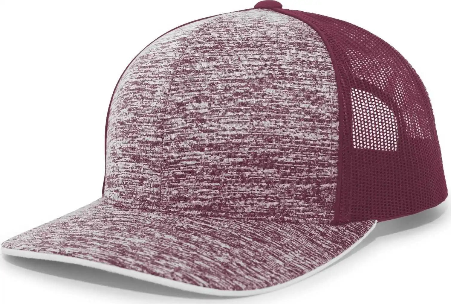 Pacific Headwear 106c Aggressive Heather Trucker Snapback Cap - Maroon - 7’’ - 7 7/8’’