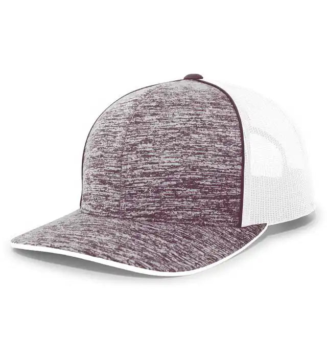 Pacific Headwear 106c Aggressive Heather Trucker Snapback Cap - Maroon White - 7’’ - 7 7/8’’