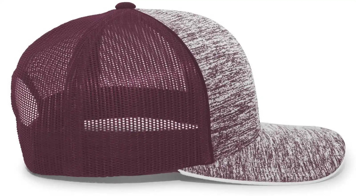 Pacific Headwear 106c Aggressive Heather Trucker Snapback Cap - Maroon - 7’’ - 7 7/8’’