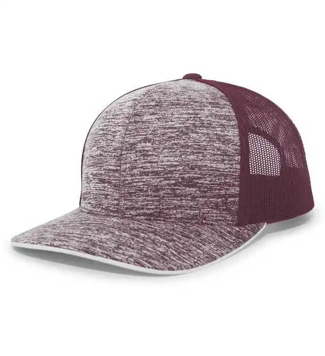 Pacific Headwear 106c Aggressive Heather Trucker Snapback Cap - Maroon - 7’’ - 7 7/8’’