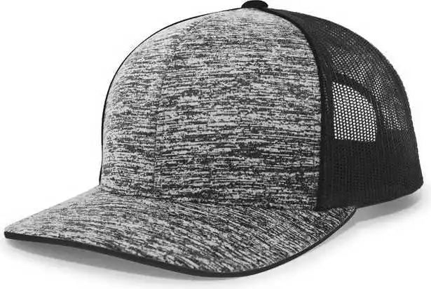 Pacific Headwear 106c Aggressive Heather Trucker Snapback Cap - Black Lite Charcoal - Dark Gray / 7’’ - 7 7/8’’