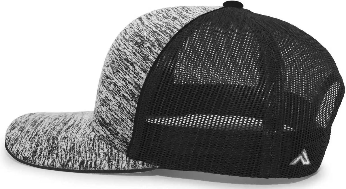 Pacific Headwear 106c Aggressive Heather Trucker Snapback Cap - Black Lite Charcoal - Dark Gray / 7’’ - 7 7/8’’