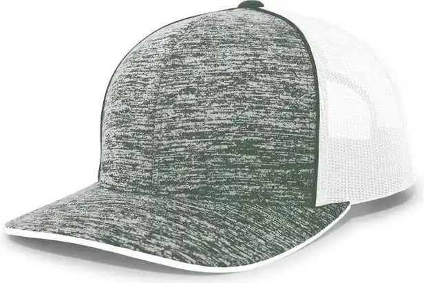 Pacific Headwear 106c Aggressive Heather Trucker Snapback Cap - Dark Green White - Forest / 7’’ - 7 7/8’’