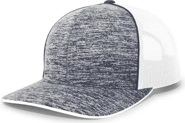 Pacific Headwear 106c Aggressive Heather Trucker Snapback Cap - Navy White - 7’’ - 7 7/8’’
