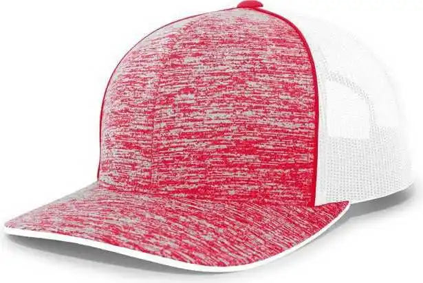 Pacific Headwear 106c Aggressive Heather Trucker Snapback Cap - Red White - 7’’ - 7 7/8’’