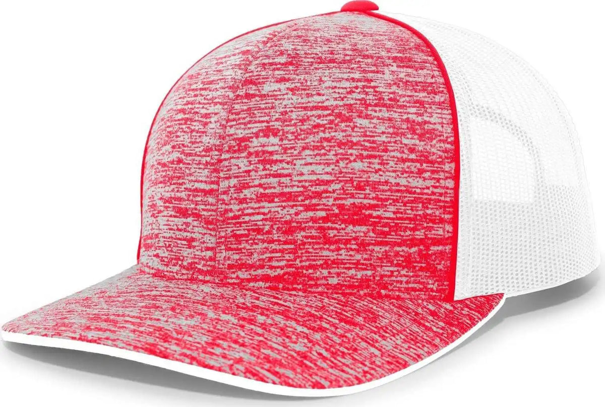 Pacific Headwear 106c Aggressive Heather Trucker Snapback Cap - Red White - 7’’ - 7 7/8’’
