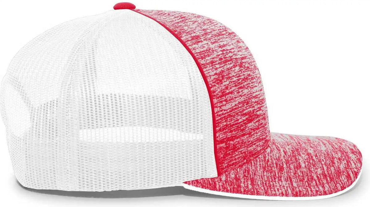 Pacific Headwear 106c Aggressive Heather Trucker Snapback Cap - Red White - 7’’ - 7 7/8’’