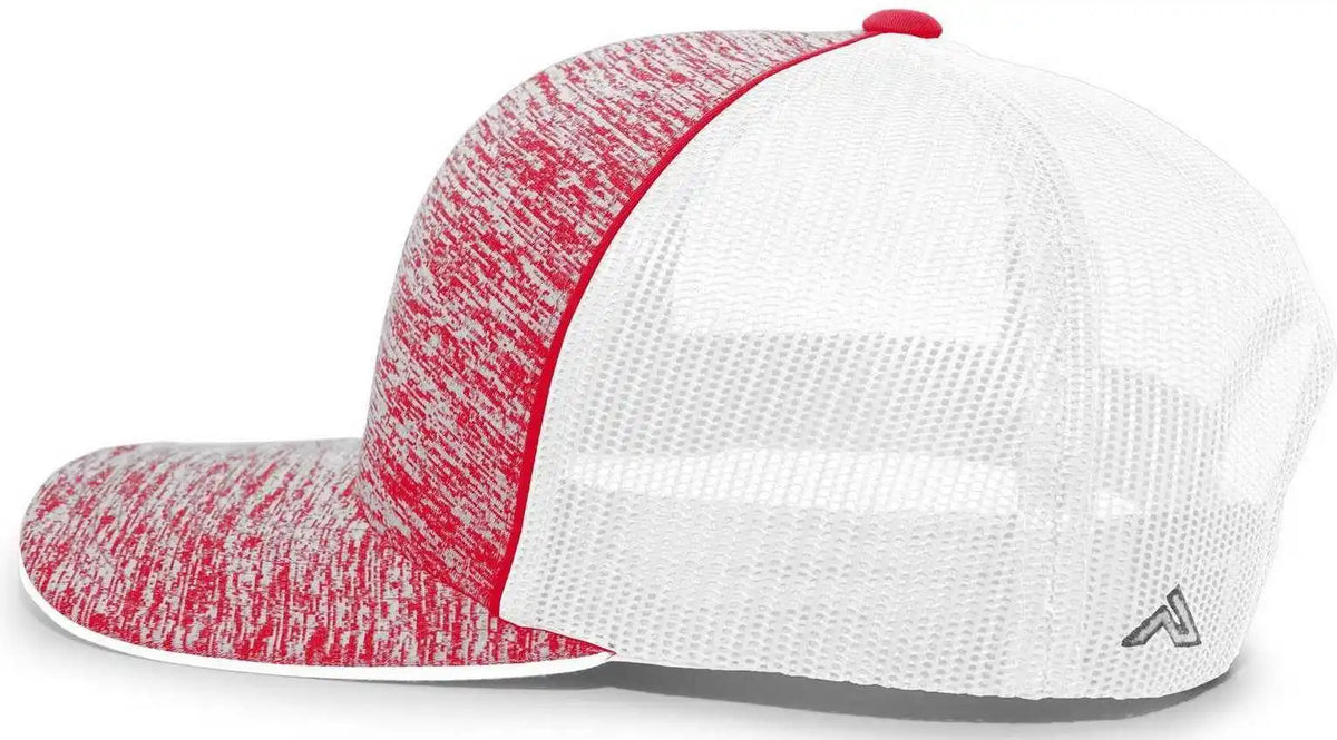 Pacific Headwear 106c Aggressive Heather Trucker Snapback Cap - Red White - 7’’ - 7 7/8’’