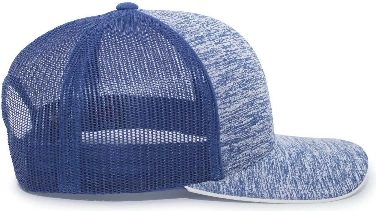 Pacific Headwear 106c Aggressive Heather Trucker Snapback Cap - Royal - 7’’ - 7 7/8’’