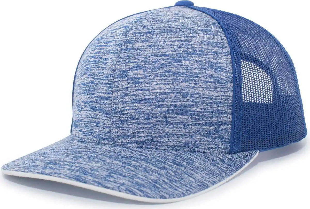 Pacific Headwear 106c Aggressive Heather Trucker Snapback Cap - Royal - 7’’ - 7 7/8’’