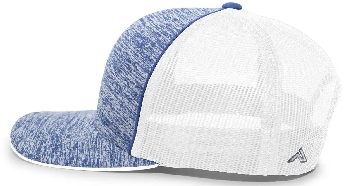 Pacific Headwear 106c Aggressive Heather Trucker Snapback Cap - Royal White - 7’’ - 7 7/8’’