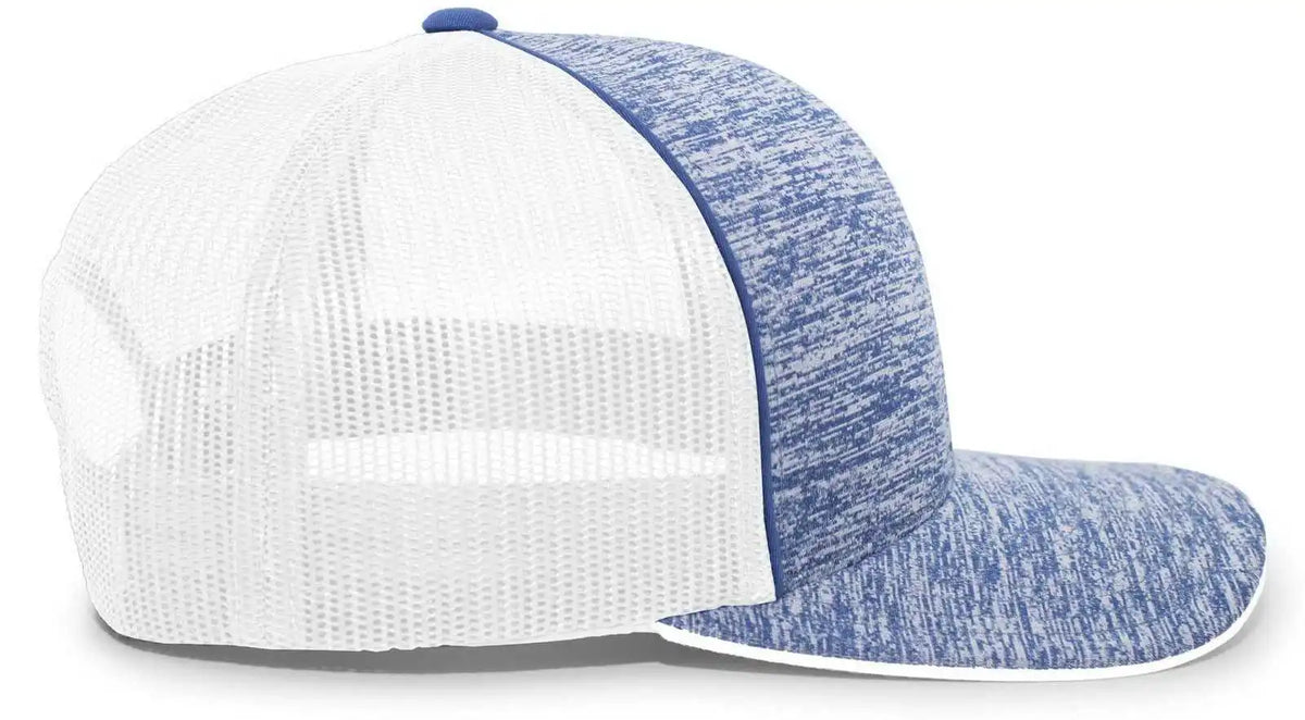 Pacific Headwear 106c Aggressive Heather Trucker Snapback Cap - Royal White - 7’’ - 7 7/8’’