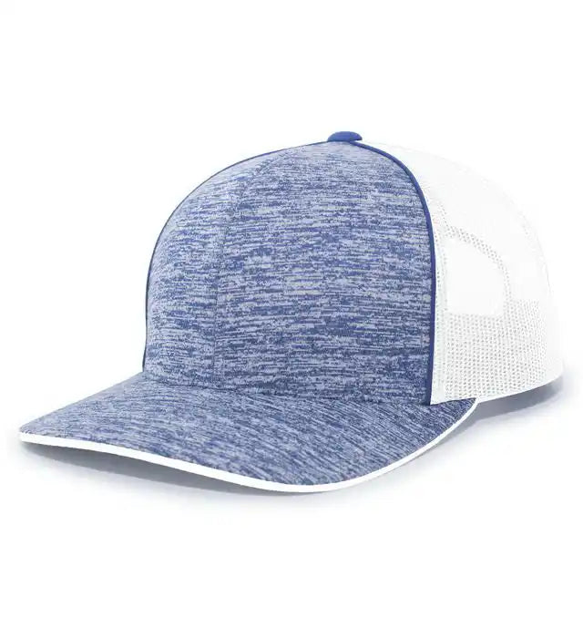 Pacific Headwear 106c Aggressive Heather Trucker Snapback Cap - Royal White - 7’’ - 7 7/8’’