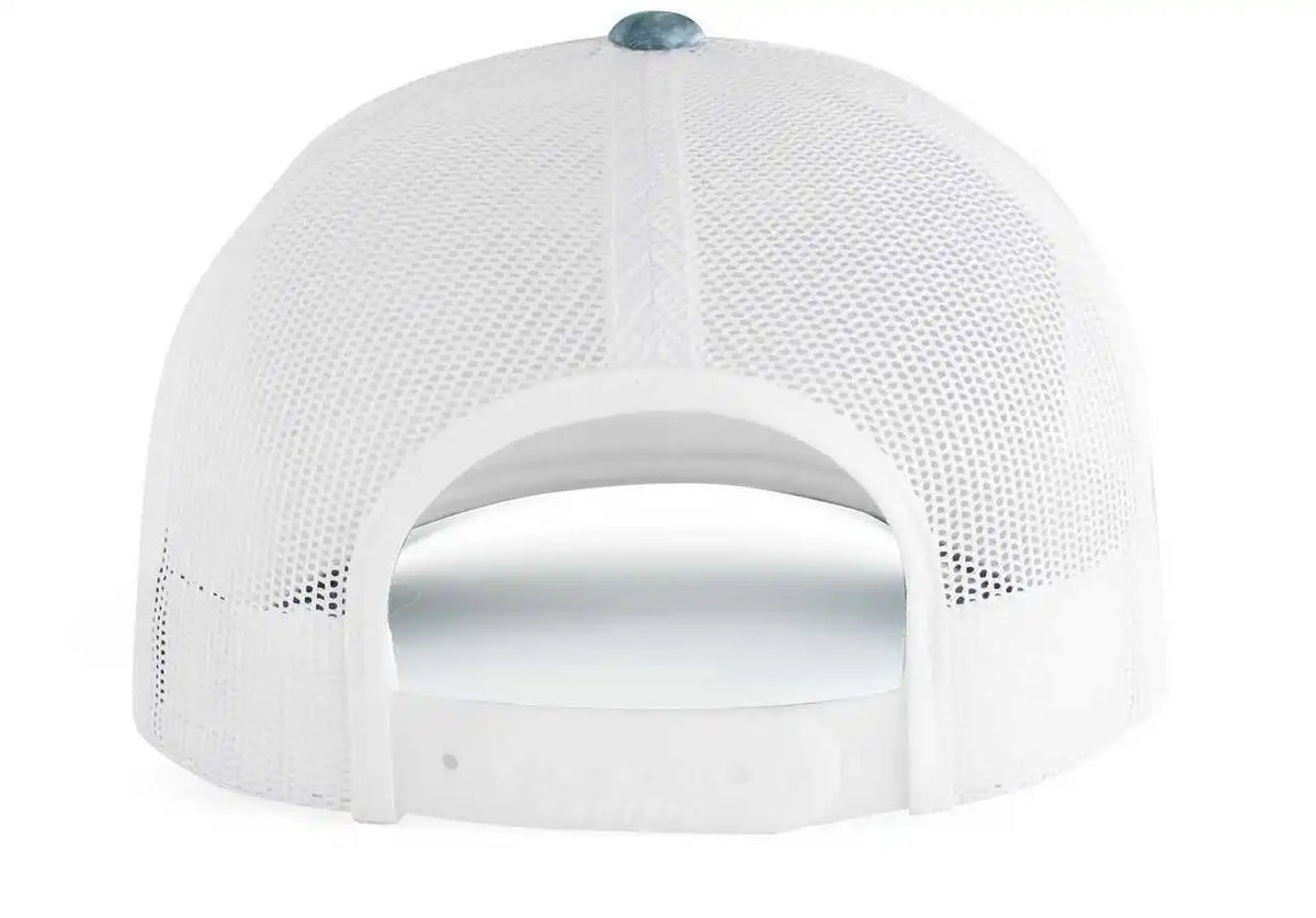 Pacific Headwear 107c Elements Agua Camo Trucker Snapback Cap - Spindrift White - Mossy Oak / 7’’ - 7 7/8’’