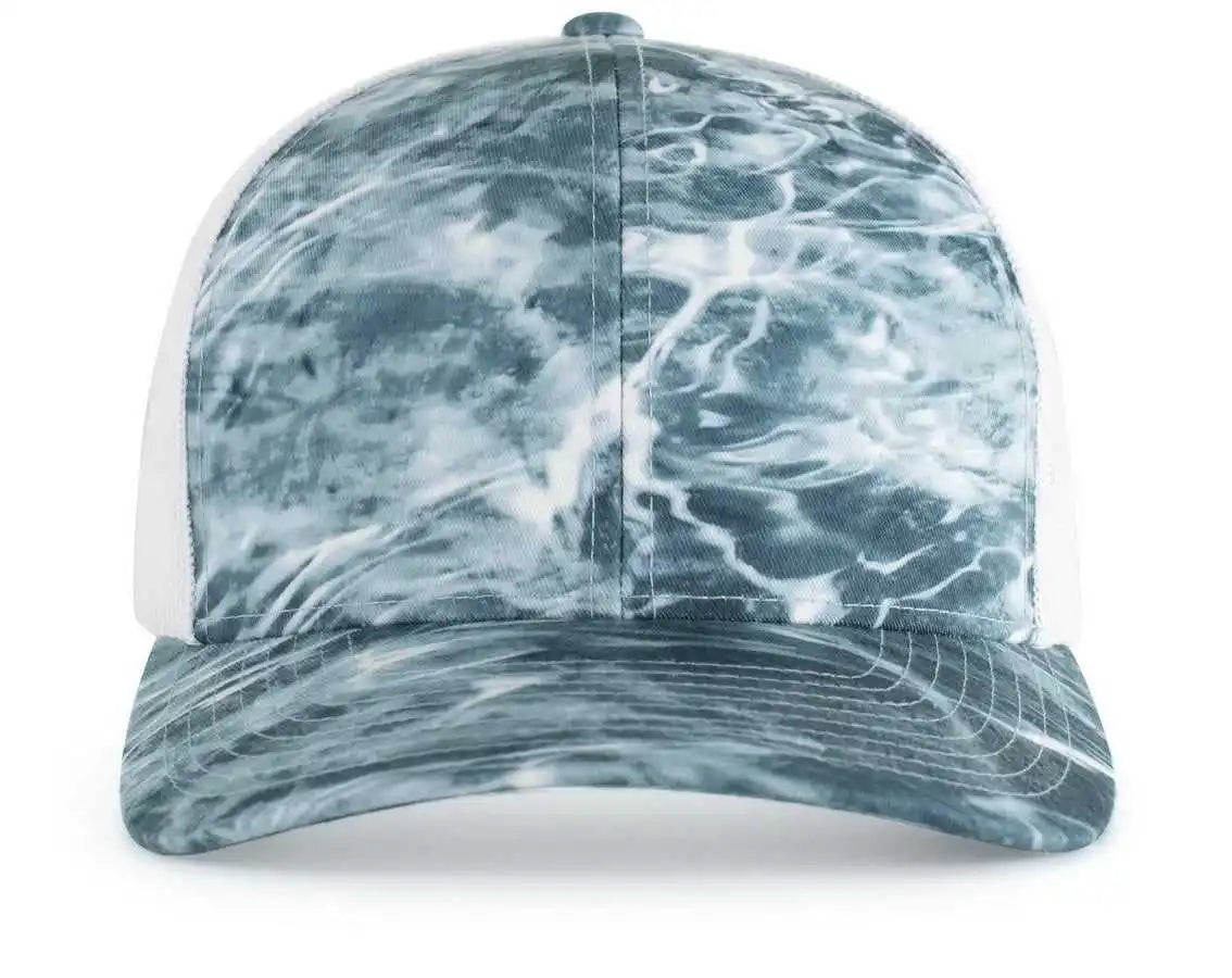 Pacific Headwear 107c Elements Agua Camo Trucker Snapback Cap - Spindrift White - Mossy Oak / 7’’ - 7 7/8’’
