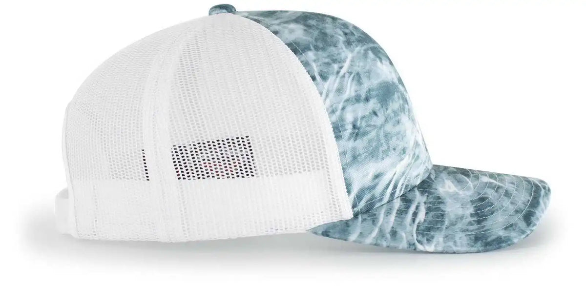 Pacific Headwear 107c Elements Agua Camo Trucker Snapback Cap - Spindrift White - Mossy Oak / 7’’ - 7 7/8’’