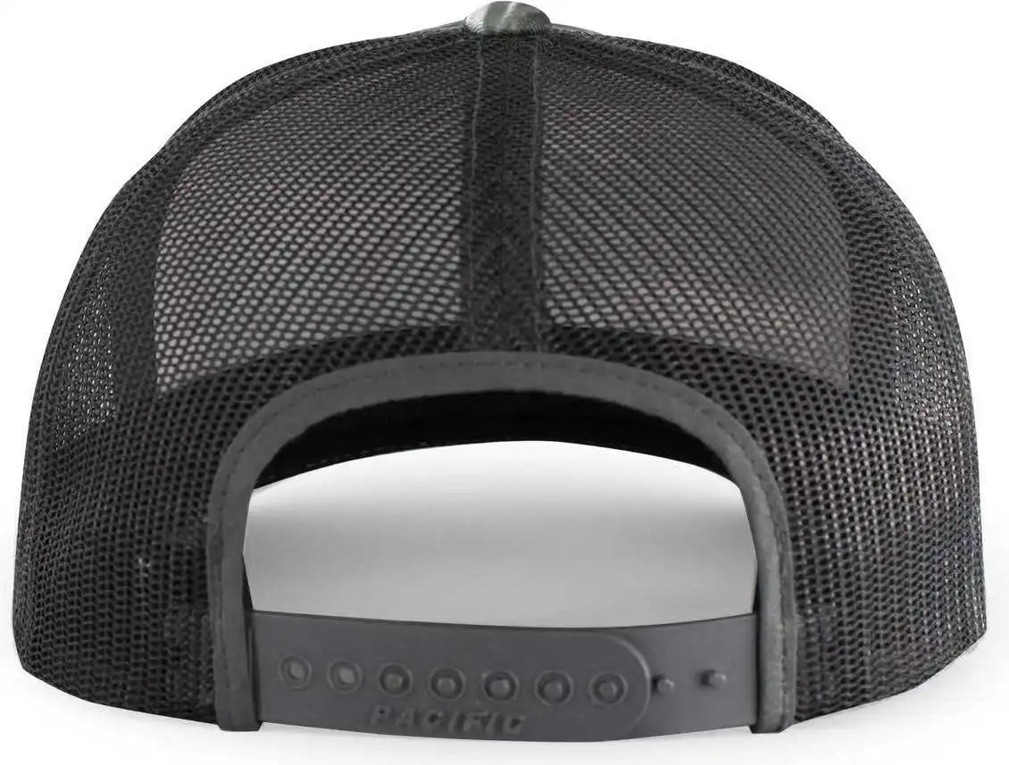 Pacific Headwear 107c Elements Agua Camo Trucker Snapback Cap - Blacktip Lt Charcoal - Mossy Oak Dark Gray / 7’’ - 7