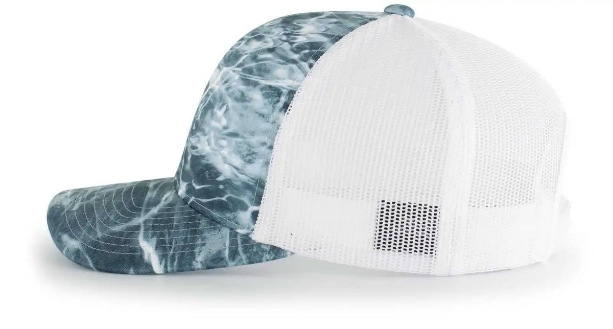 Pacific Headwear 107c Elements Agua Camo Trucker Snapback Cap - Spindrift White - Mossy Oak / 7’’ - 7 7/8’’