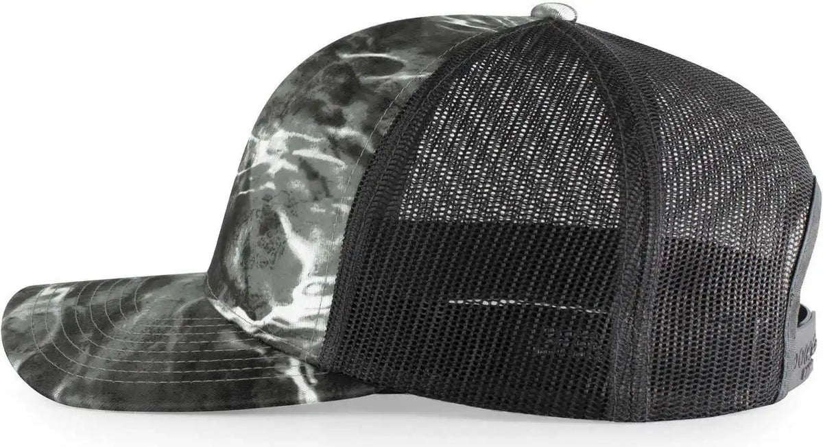 Pacific Headwear 107c Elements Agua Camo Trucker Snapback Cap - Blacktip Lt Charcoal - Mossy Oak Dark Gray / 7’’ - 7