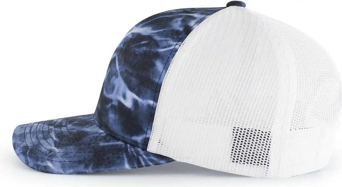 Pacific Headwear 107c Elements Agua Camo Trucker Snapback Cap - Bluefin White - Mossy Oak / 7’’ - 7 7/8’’