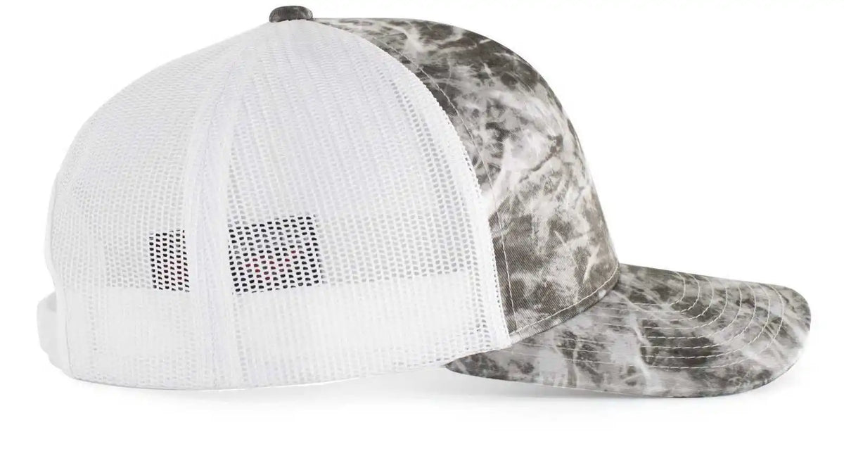 Pacific Headwear 107c Elements Agua Camo Trucker Snapback Cap - Manta White - Mossy Oak / 7’’ - 7 7/8’’