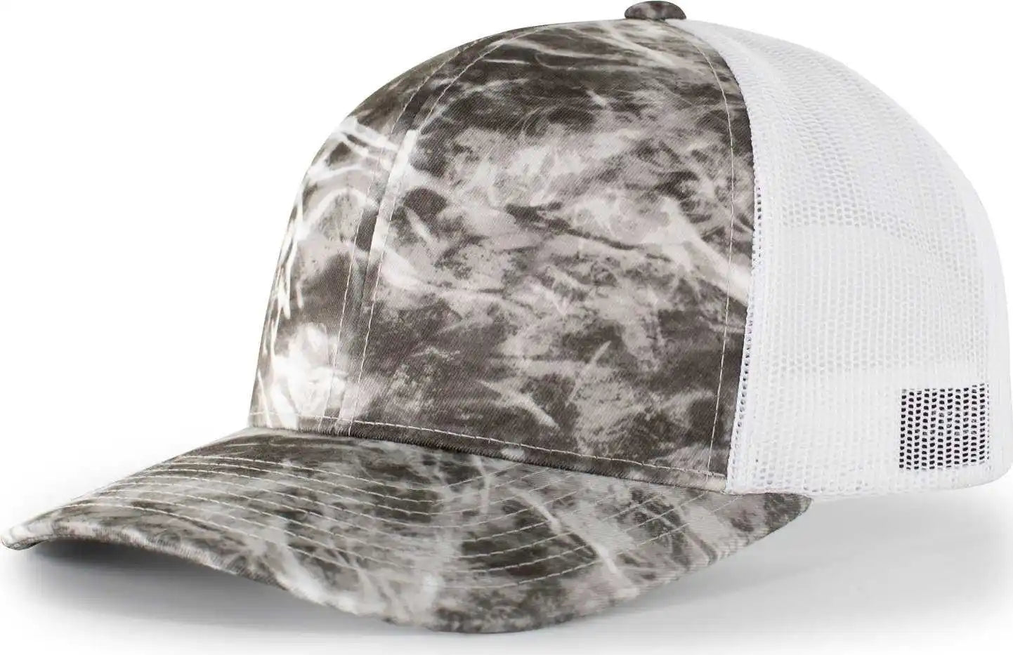 Pacific Headwear 107c Elements Agua Camo Trucker Snapback Cap - Manta White - Mossy Oak / 7’’ - 7 7/8’’
