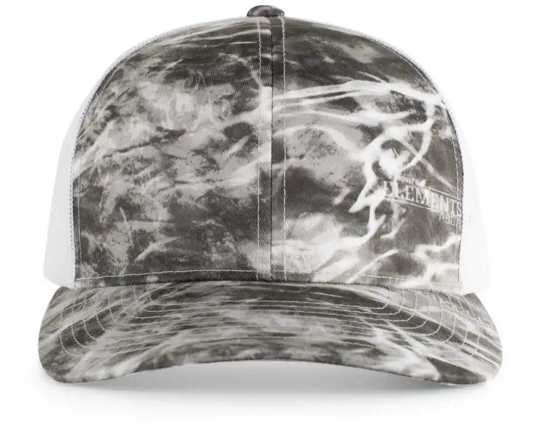 Pacific Headwear 107c Elements Agua Camo Trucker Snapback Cap - Manta White - Mossy Oak / 7’’ - 7 7/8’’